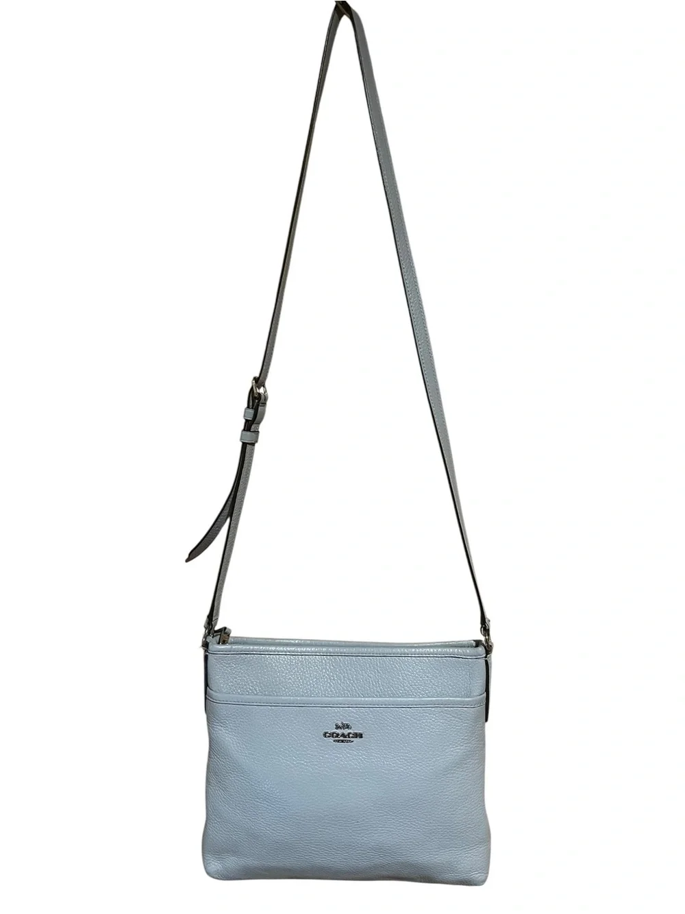 Coach Light Blue Pebbled Leather Crossbody Bag